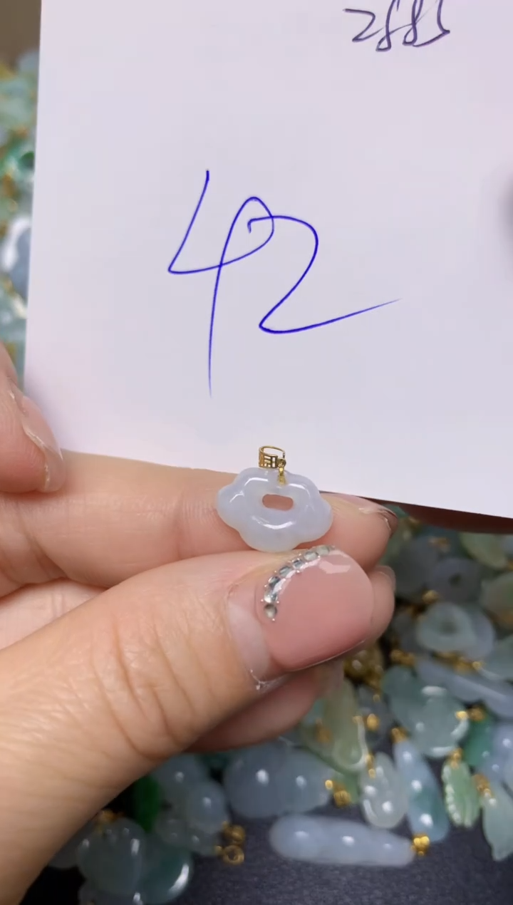 【闪购商品】翡翠挂件18K金镶嵌 天然翡翠A货