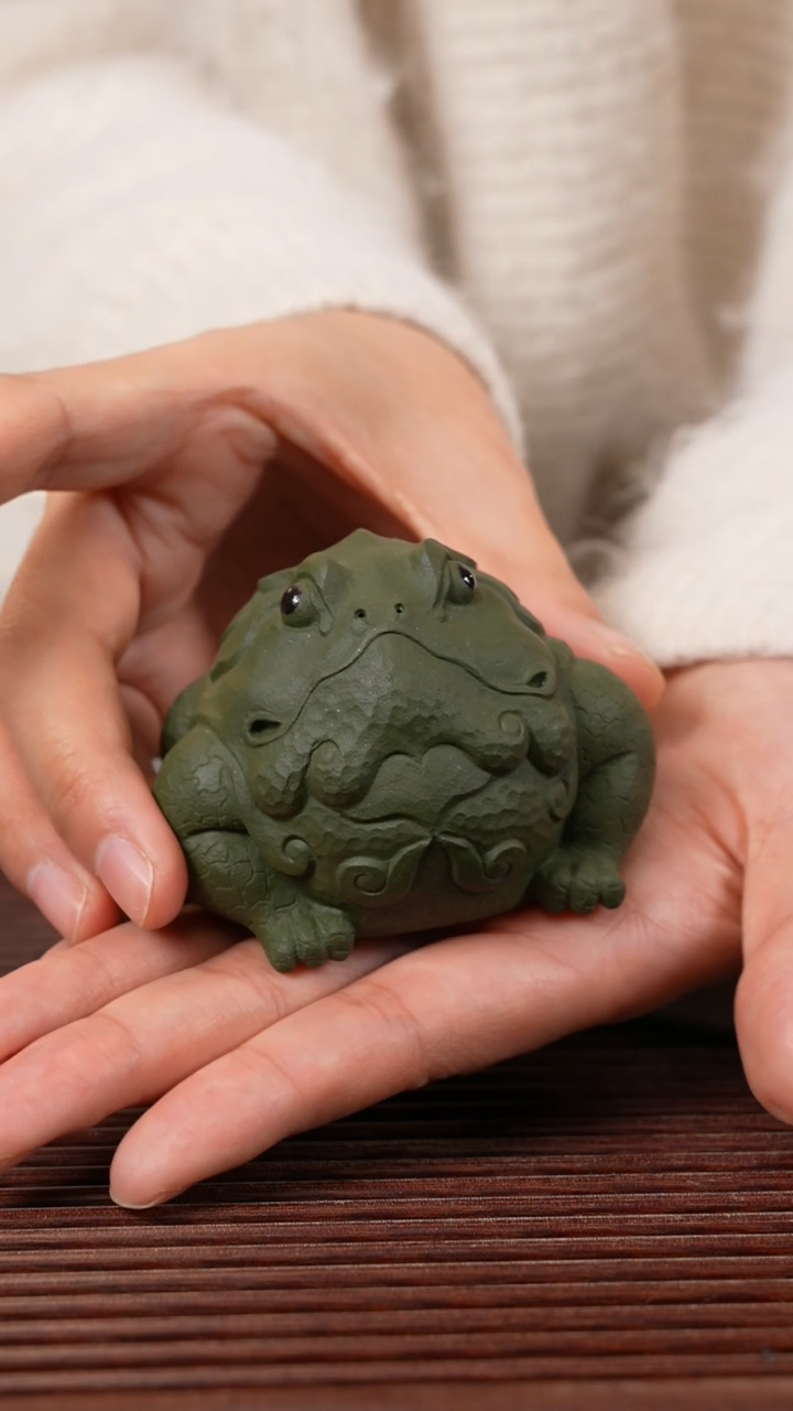 【闪购商品】紫砂茶宠绿泥富贵蛙