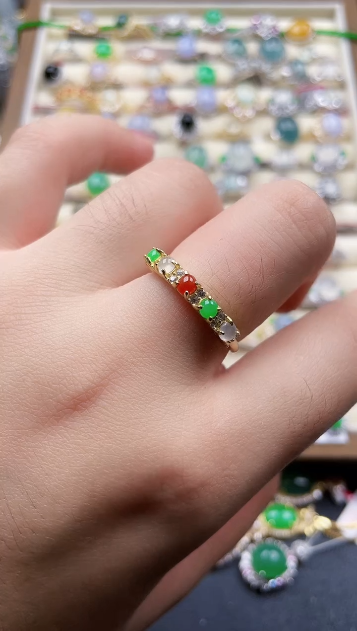 银S925镶嵌戒指翡翠10