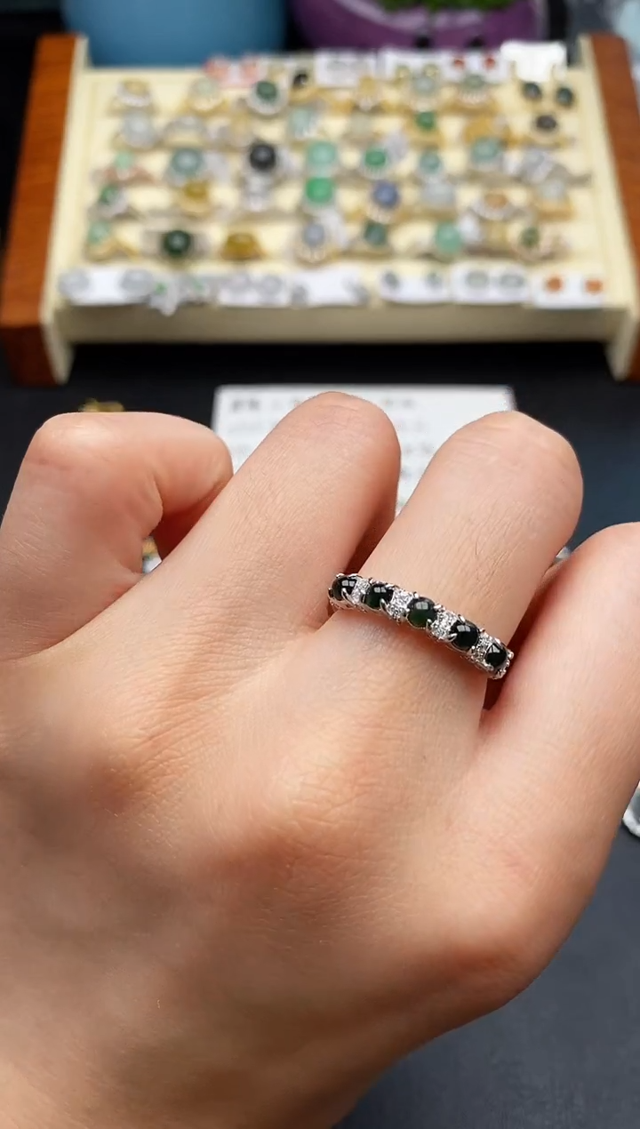 翡翠银S925镶嵌戒指11111111+7