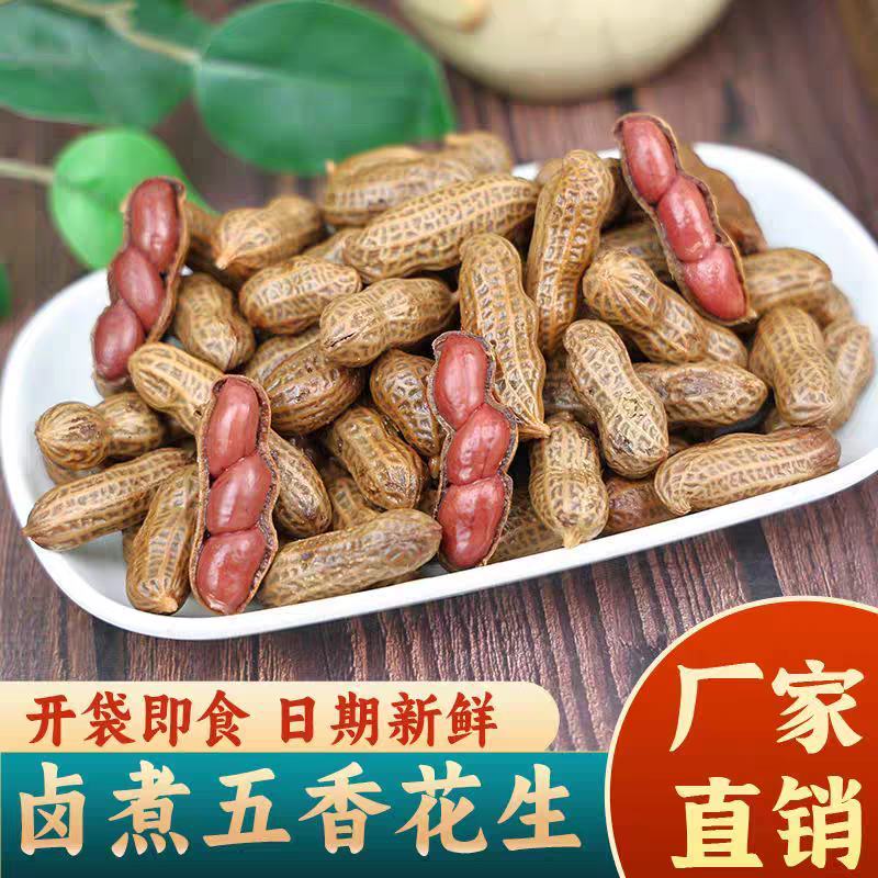 【到手2袋】带汁卤煮花生带壳五香卤花生米客家水煮花生酒菜零食