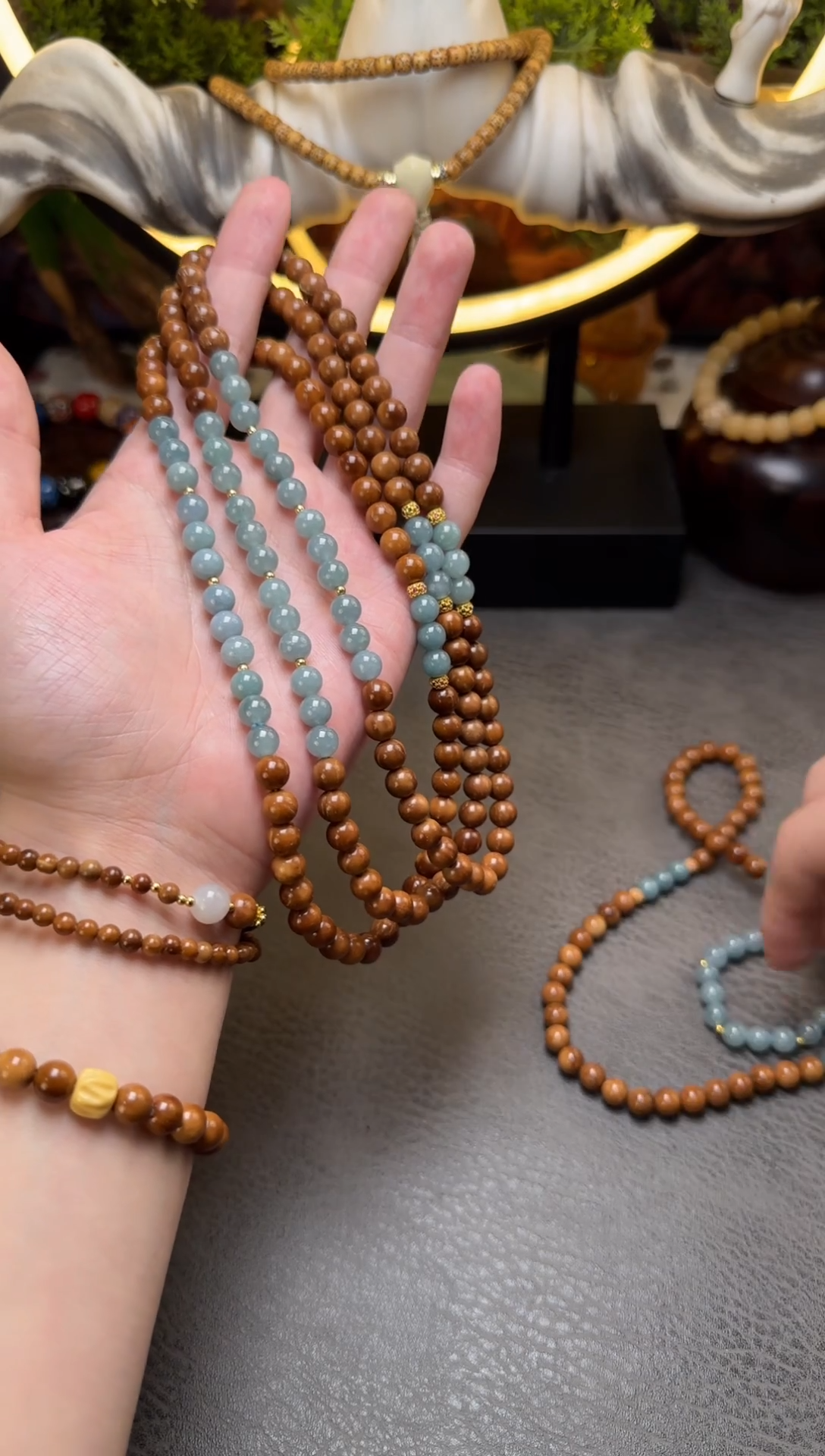 手串库克未镶嵌库克蓝水翡翠圆珠双圈