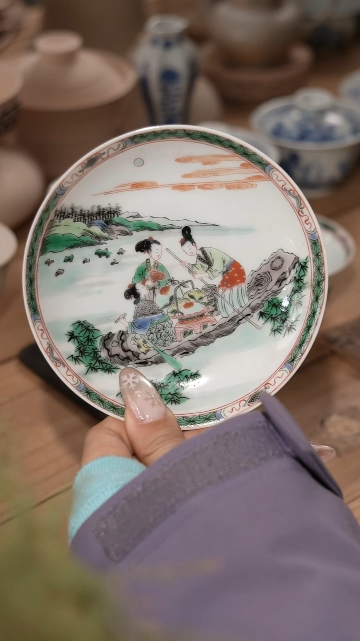 摆件陶景德镇陶瓷摆件麻姑献寿图