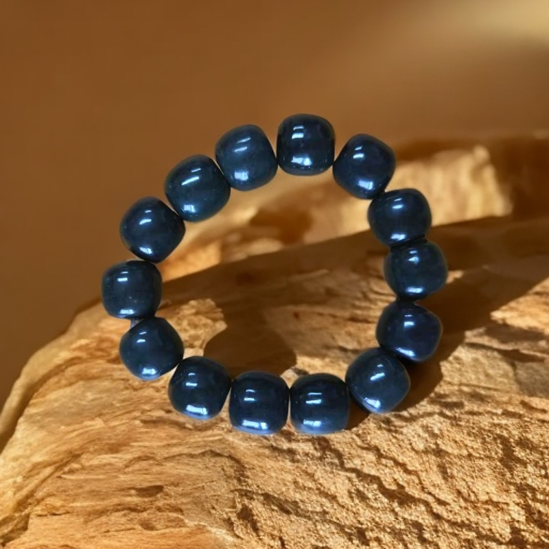 和田玉塔青老型珠直切卡16手串