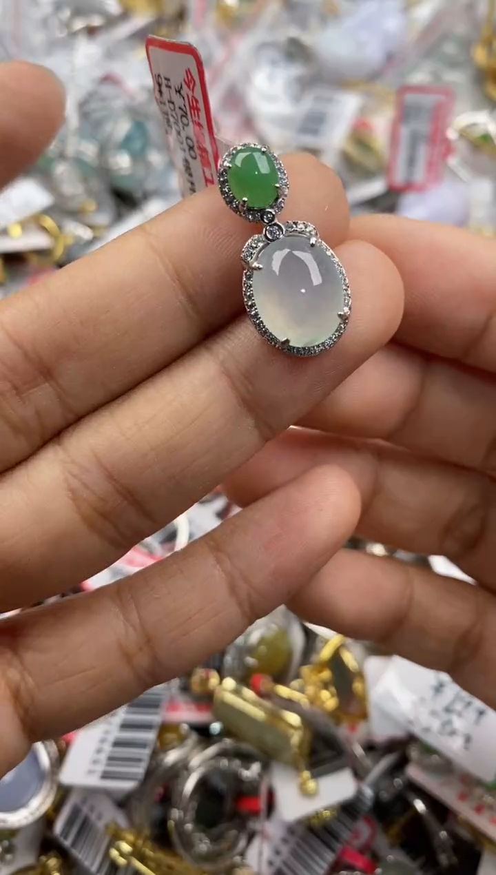 银S925镶嵌戒指翡翠111              7