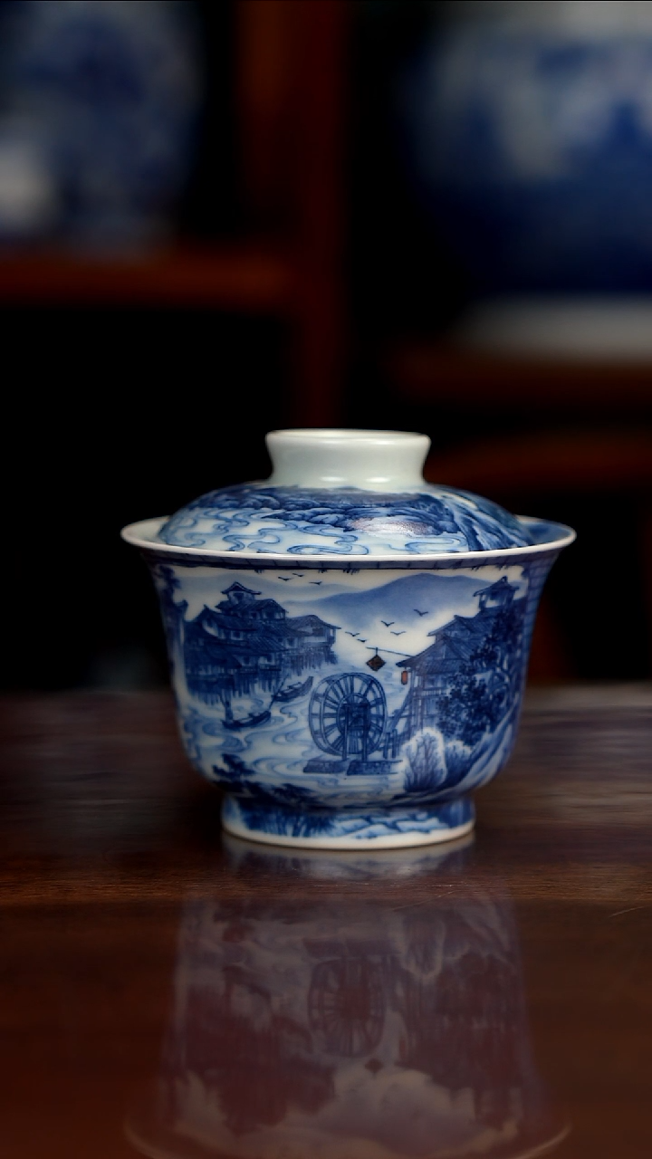景琳藏青花北派山水古镇余韵