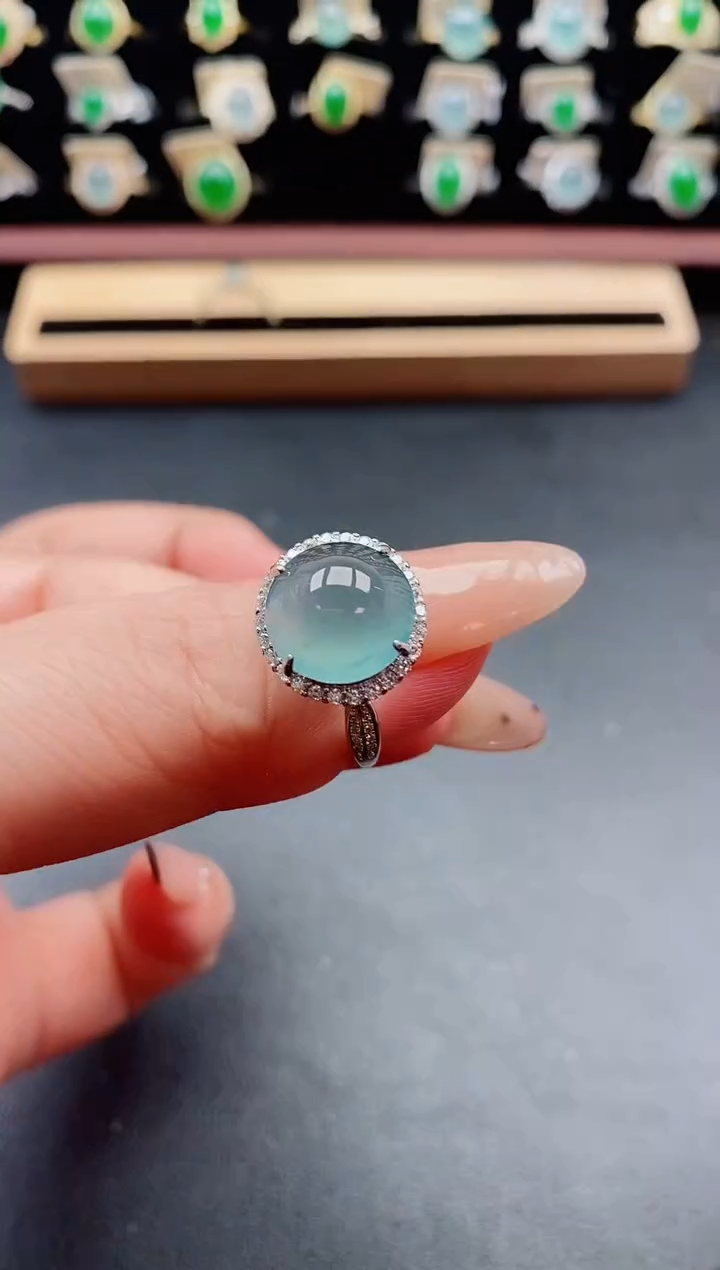 银S925镶嵌戒指翡翠1