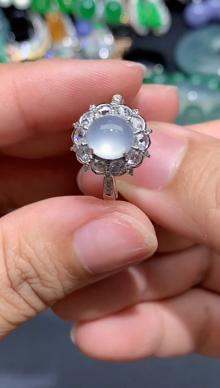 翡翠戒指18K金镶嵌433-春日珠宝