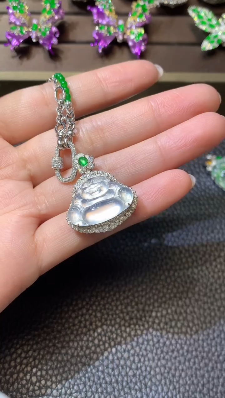 【闪购商品】翡翠吊坠(不含链)18K金镶嵌D35翡翠