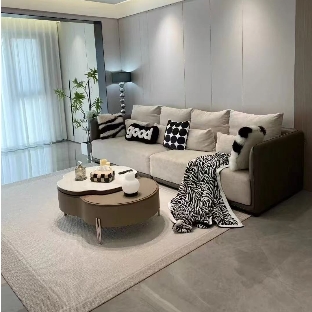 2025新款客厅升降茶几微晶石马鞍小户型创意家用高级设计师北欧风