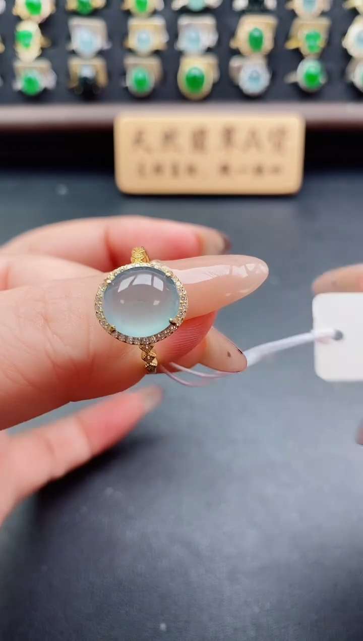 银S925镶嵌戒指翡翠1