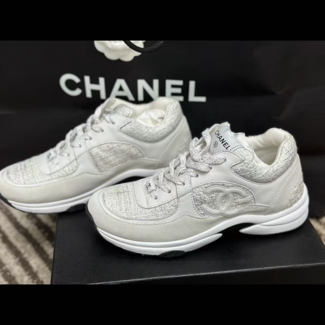 未使用 Chanel/香奈儿 白色运动鞋跑鞋 35