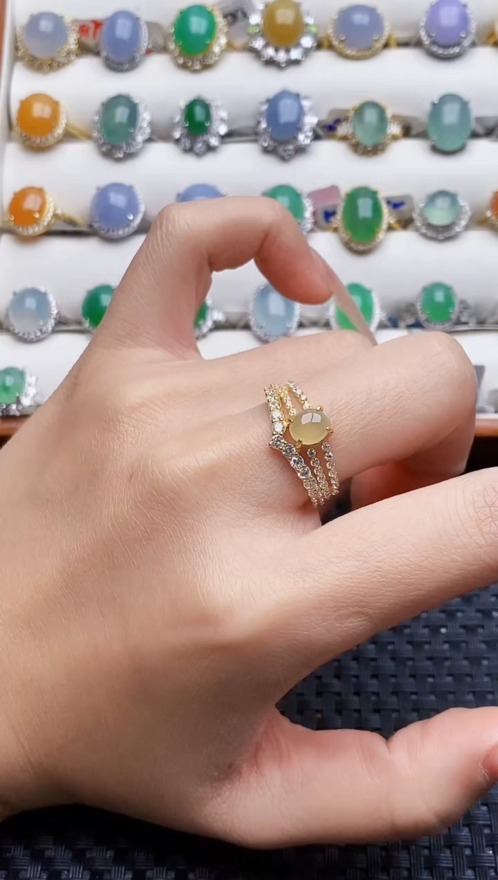 银S925镶嵌戒指翡翠6616