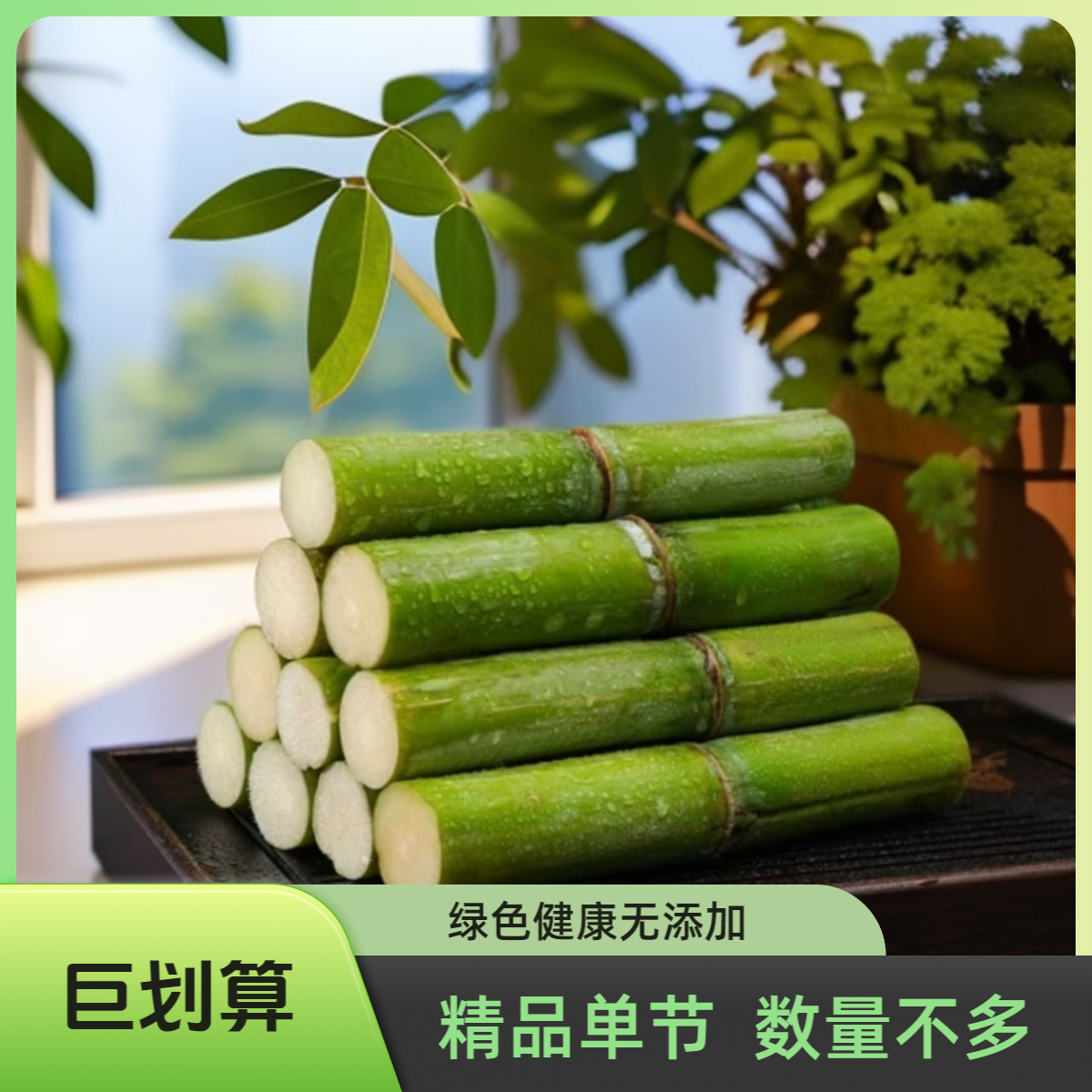 【试吃装】陶山新鲜脆皮青皮甘蔗清甜爽口（一个果节）