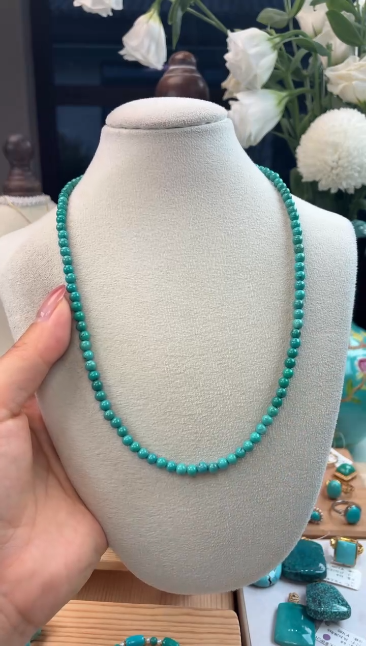 银S925镀金镶嵌绿松石项链1