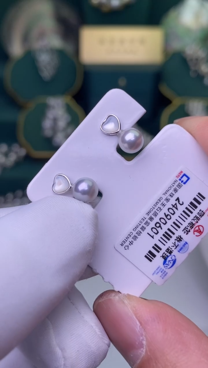 【闪购商品】海水珍珠耳饰银S925镶嵌1