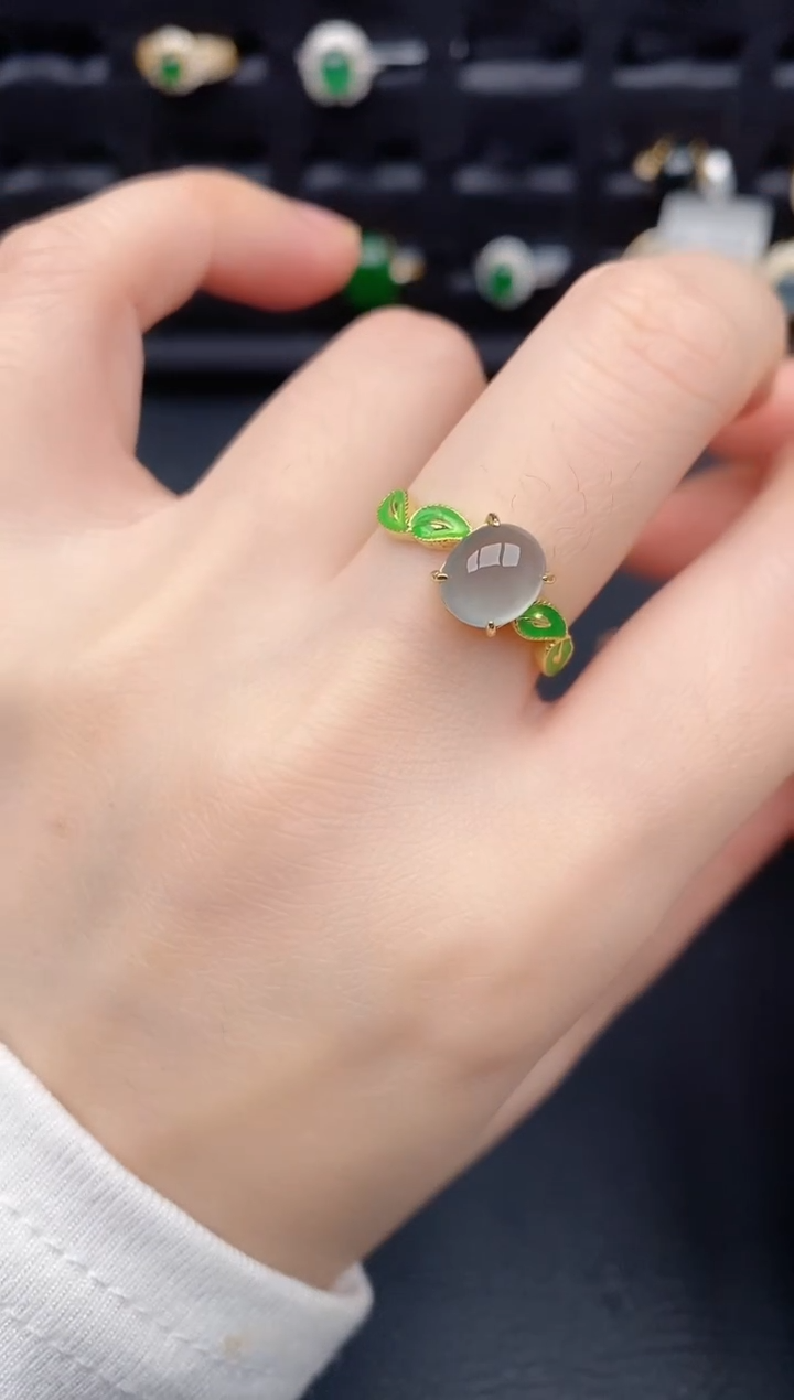 银S925镶嵌戒指翡翠天然a货翡翠140