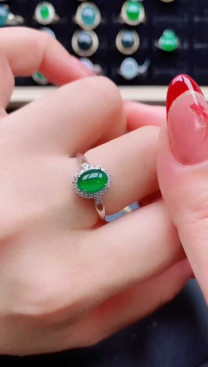 【闪购商品】翡翠戒指银S925镶嵌080550