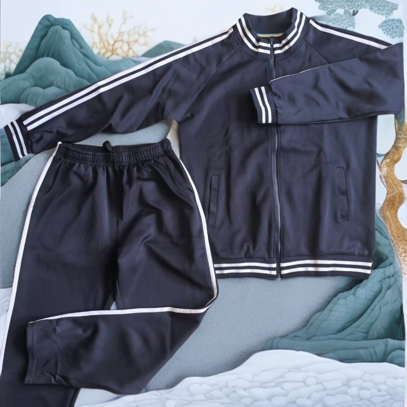休闲运动套装韩版学生运动服跑步长裤蓝色宽商丘鑫华校服