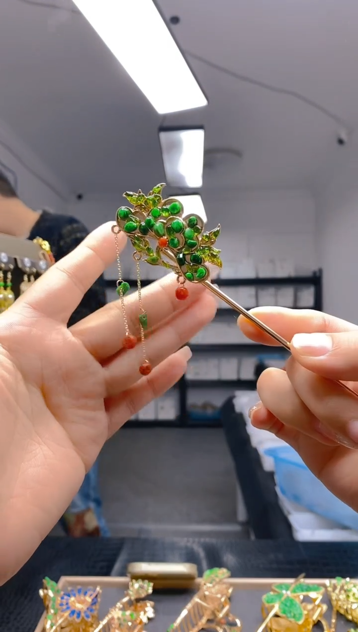 【闪购商品】翡翠耳饰合金180翡翠发簪