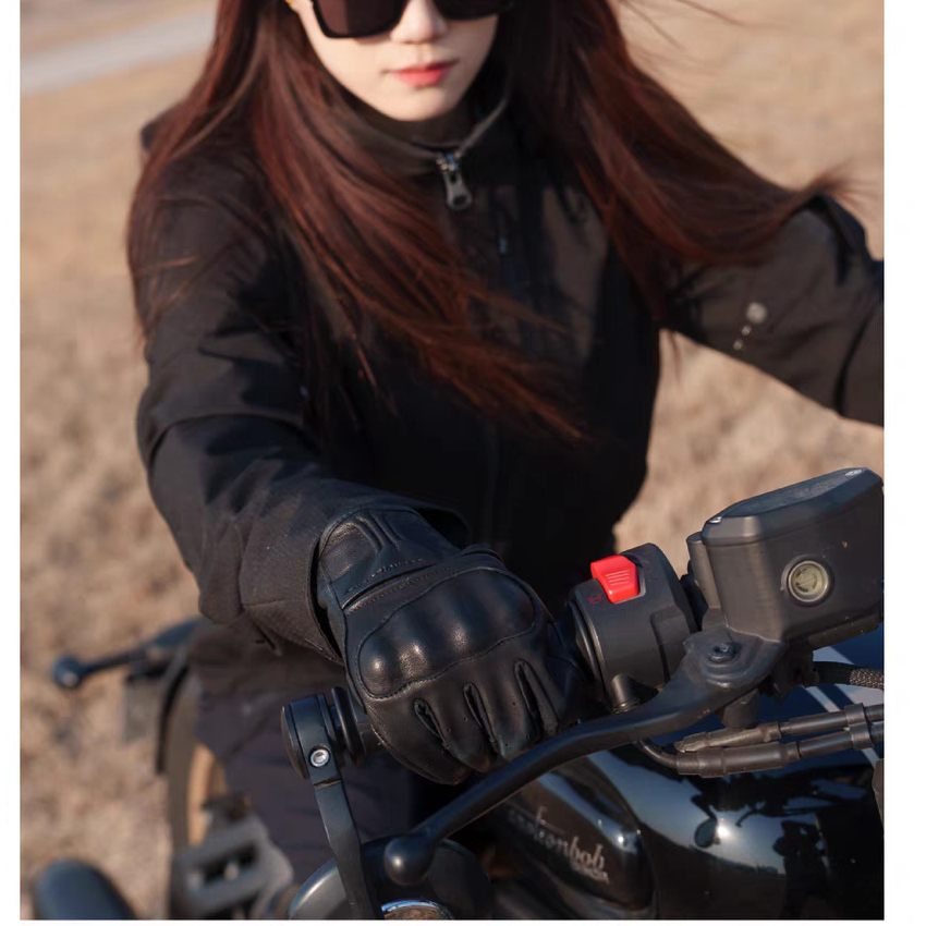 CC羊皮骑行手套摩托车真皮机车复古手套可触屏四季