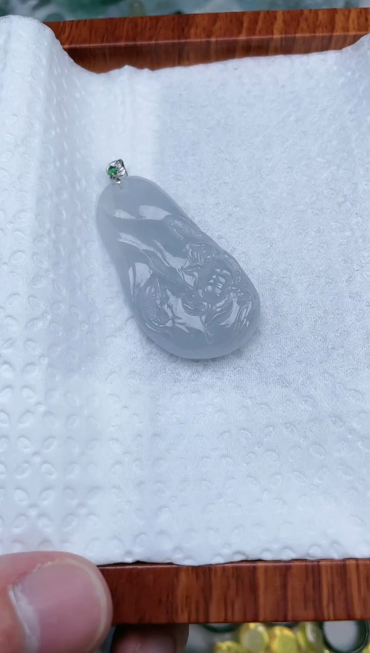 【闪购商品】翡翠颈饰未镶嵌莲花荷叶鱼