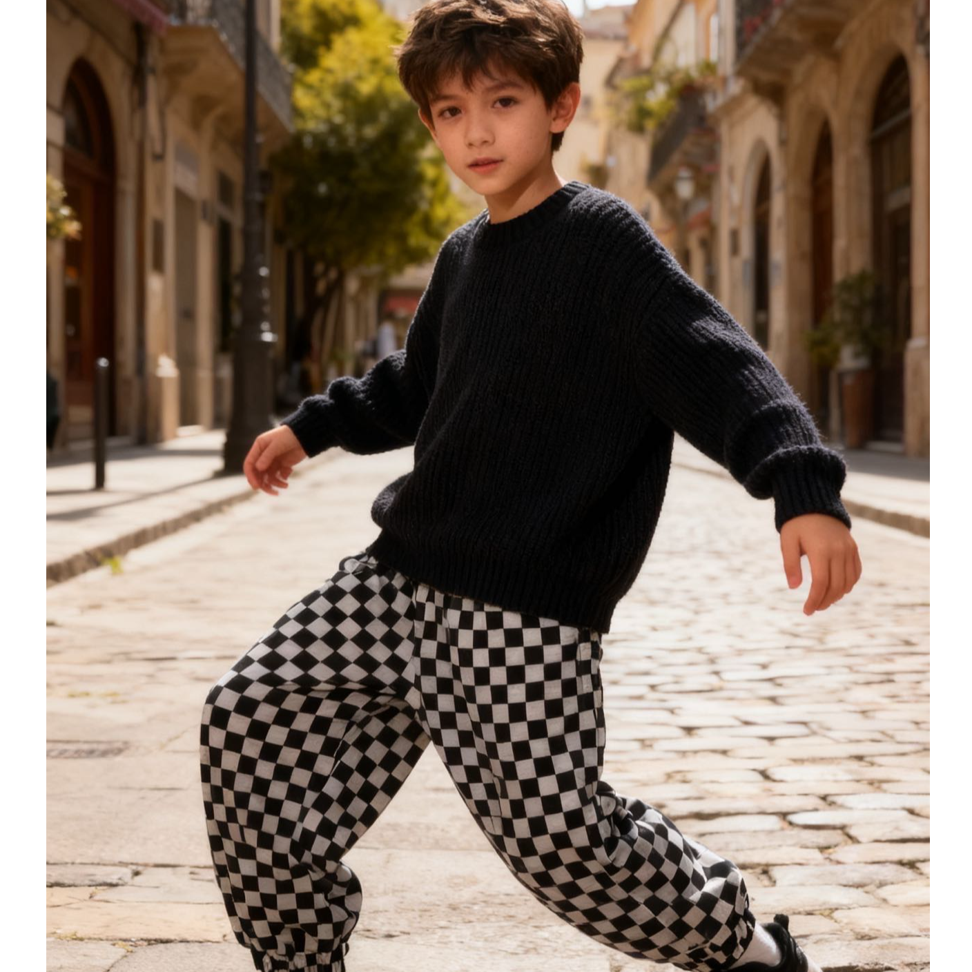 29524高端专享秋冬款加绒裤子黑白格