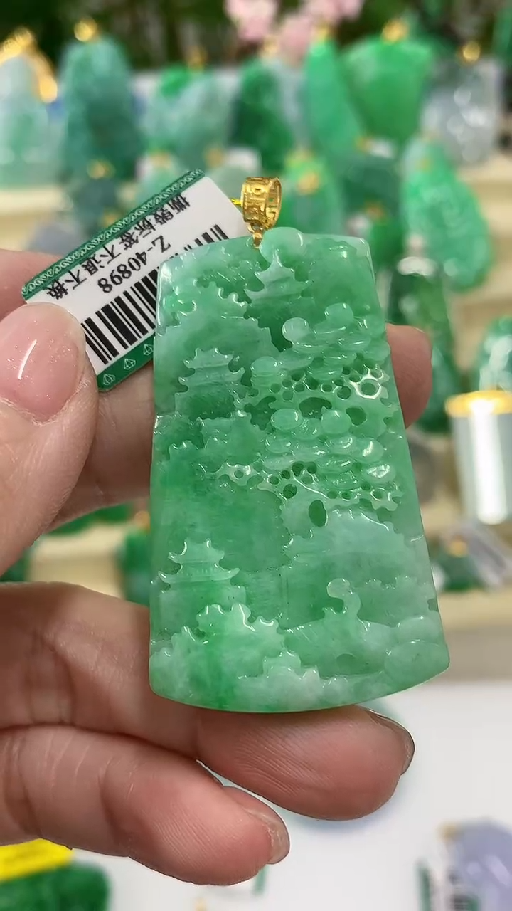 【闪购商品】翡翠颈饰18K金镶嵌挂件