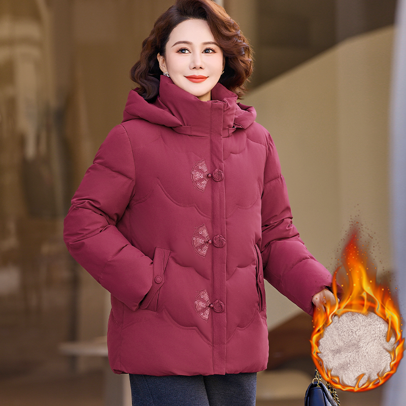 妈妈大码2025新款中年短款棉衣加大码中老年女冬装奶奶装外套棉服