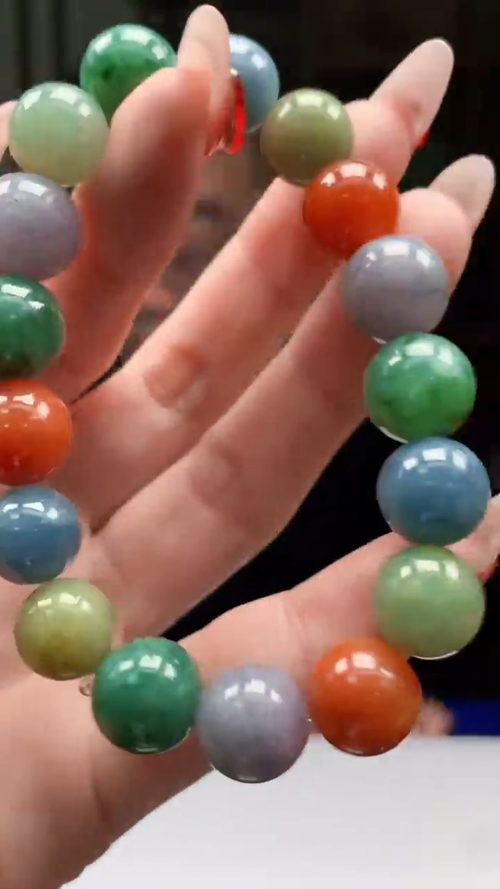 【闪购商品】定制翡翠未镶嵌1044ry-毛货手串62