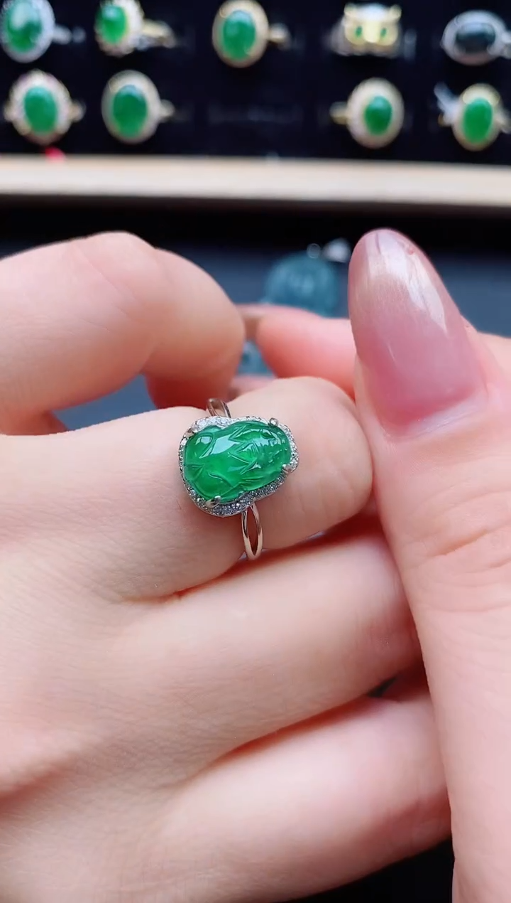翡翠戒指银S925镶嵌321321