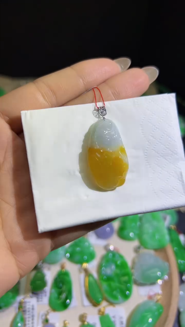 【闪购商品】翡翠颈饰18K金镶嵌Q缅料A货翡翠/支持复检/一件