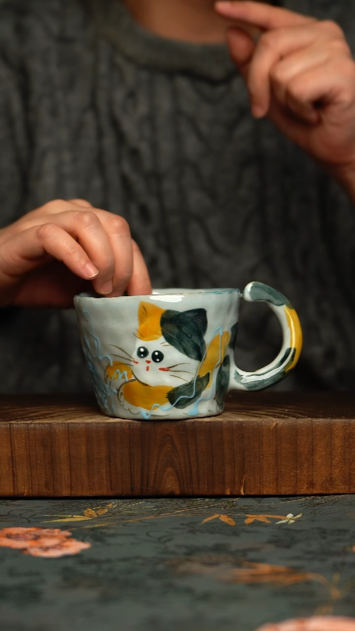瓷片釉下彩手工手绘同款陶器
