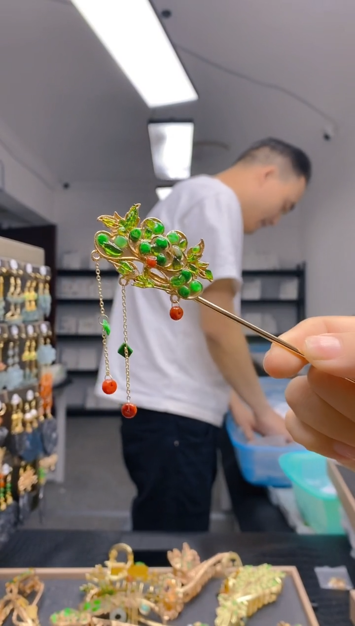 【闪购商品】翡翠耳饰合金402翡翠发簪