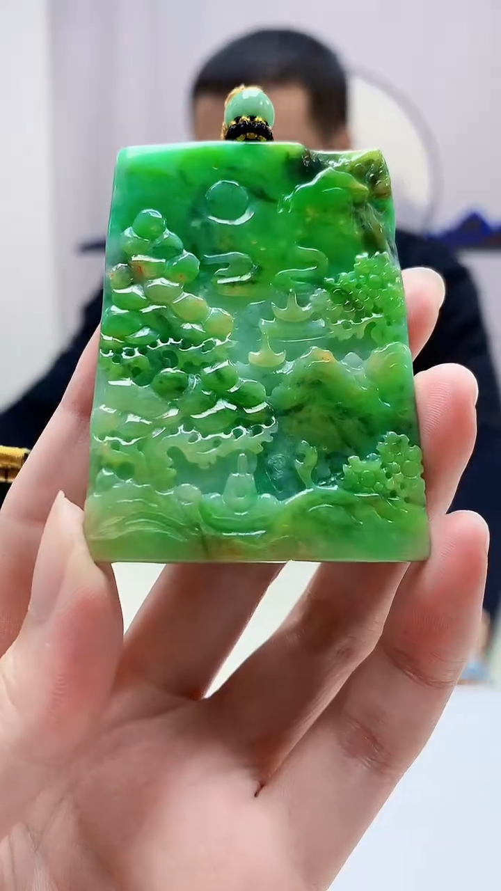 定制翡翠未镶嵌4898zm-毛货挂件179山水