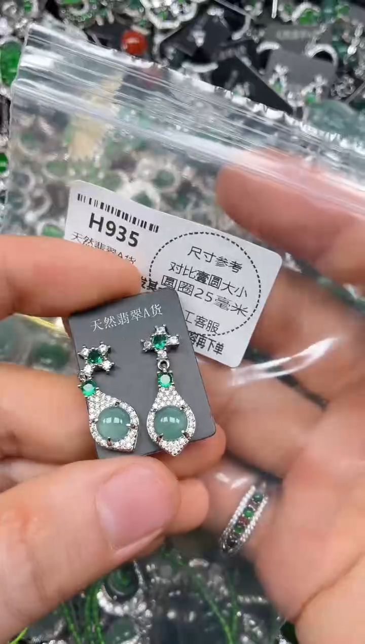 颈饰未镶嵌翡翠H935耳钉