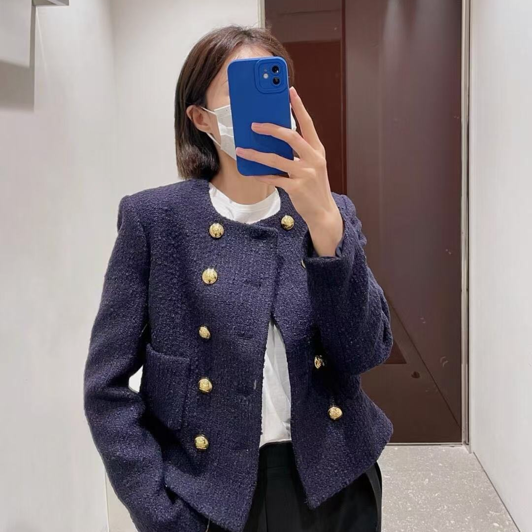 Celine 赛琳 编织双排扣粗呢外套 36码