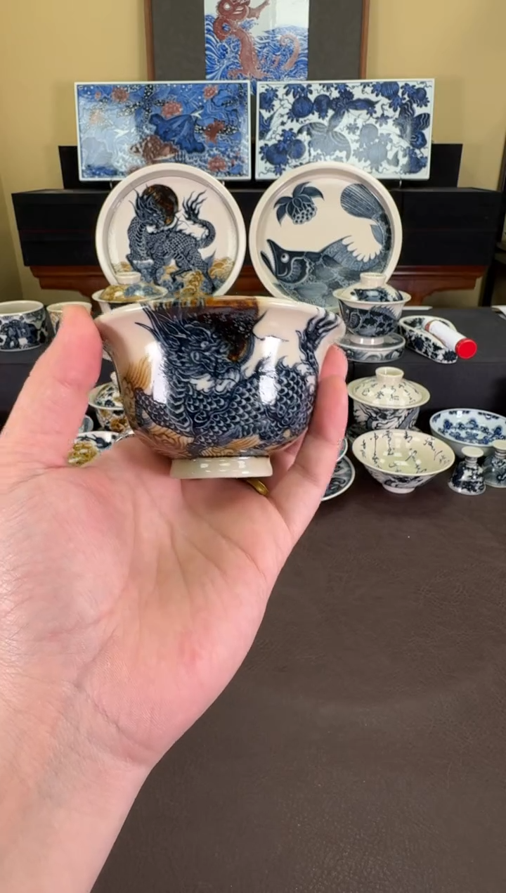 【闪购商品】二号釉麒麟望月压手杯