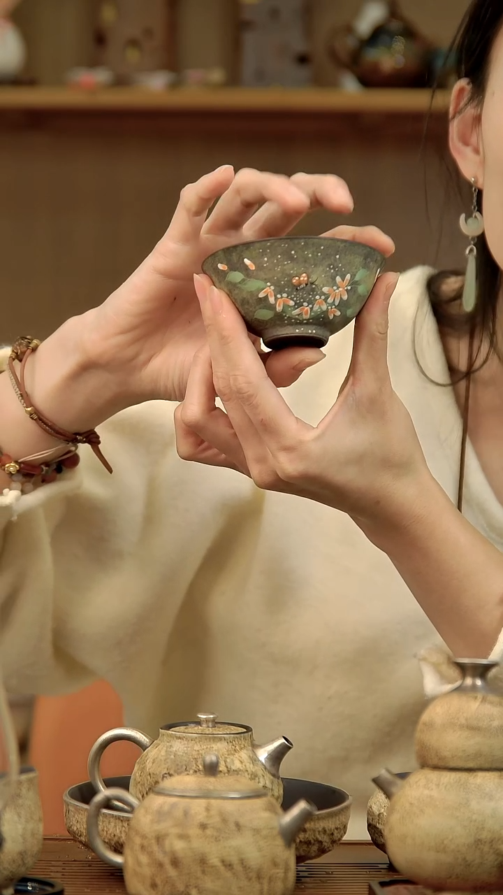 言野手作 森系手绘斗笠杯