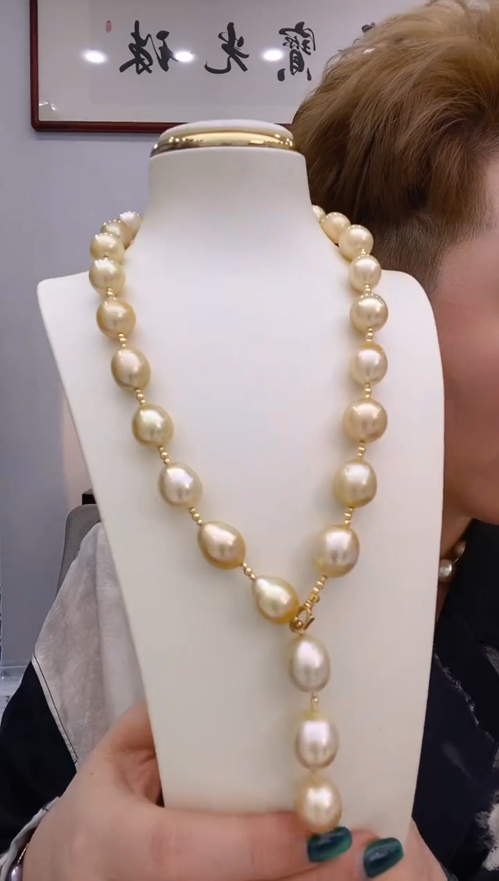 【闪购商品】海水珍珠项链18K金镶嵌122 10-14mm