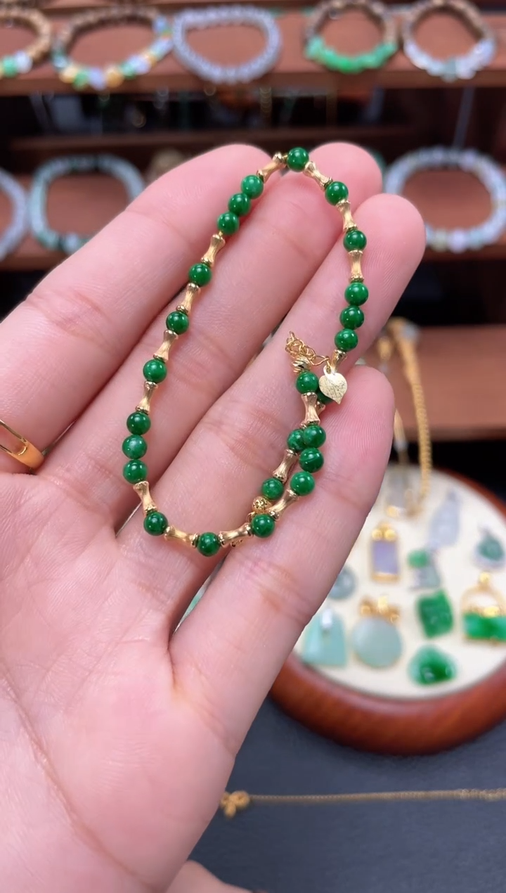 【闪购商品】翡翠套链18K金镶嵌一个  JK615