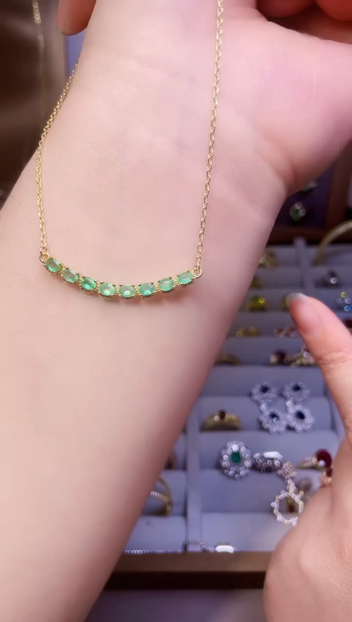 【闪购商品】祖母绿吊坠(赠链)银S925镶嵌一条