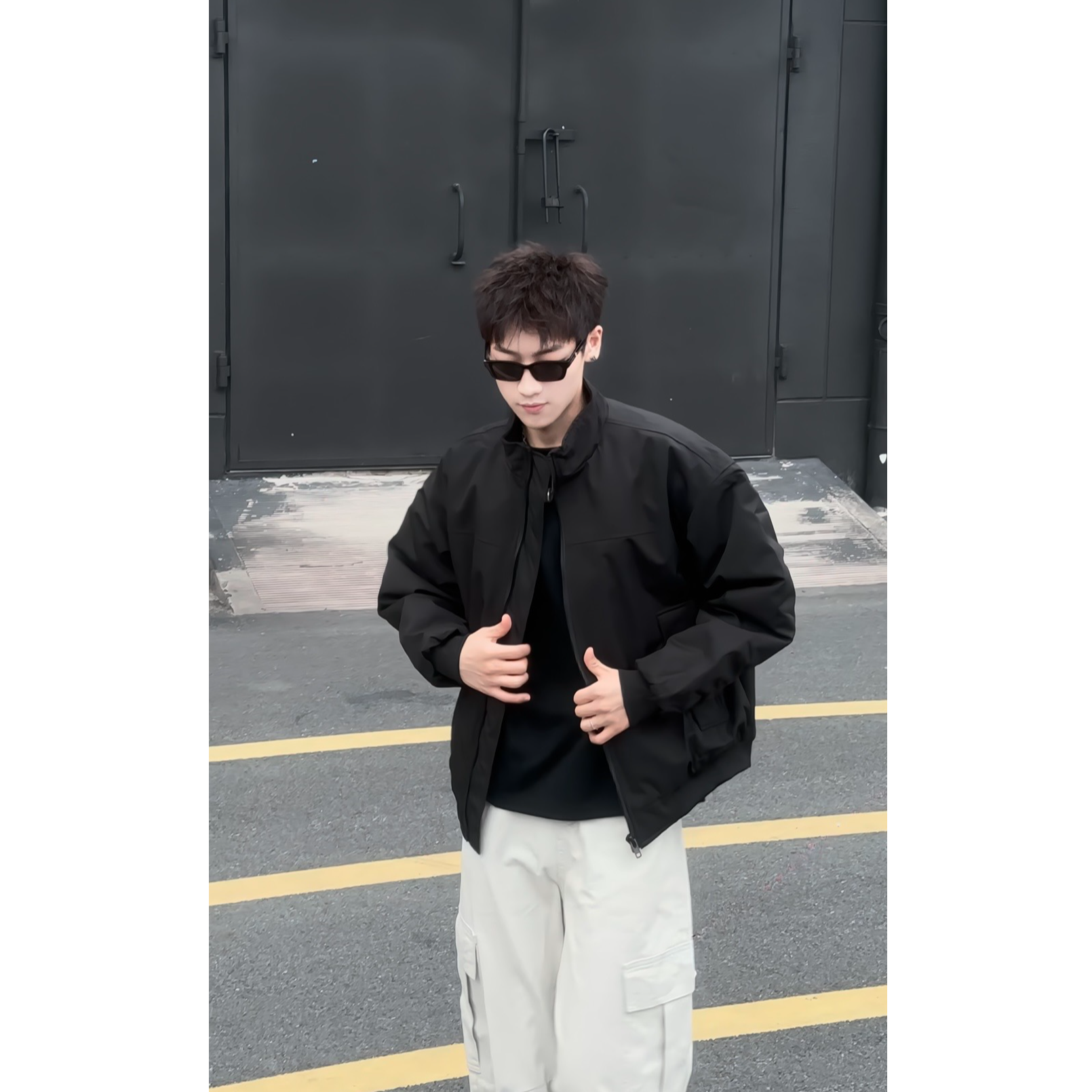 美式教练夹克三防立领冲锋衣秋冬工装飞行夹克夹棉外套男防水防污