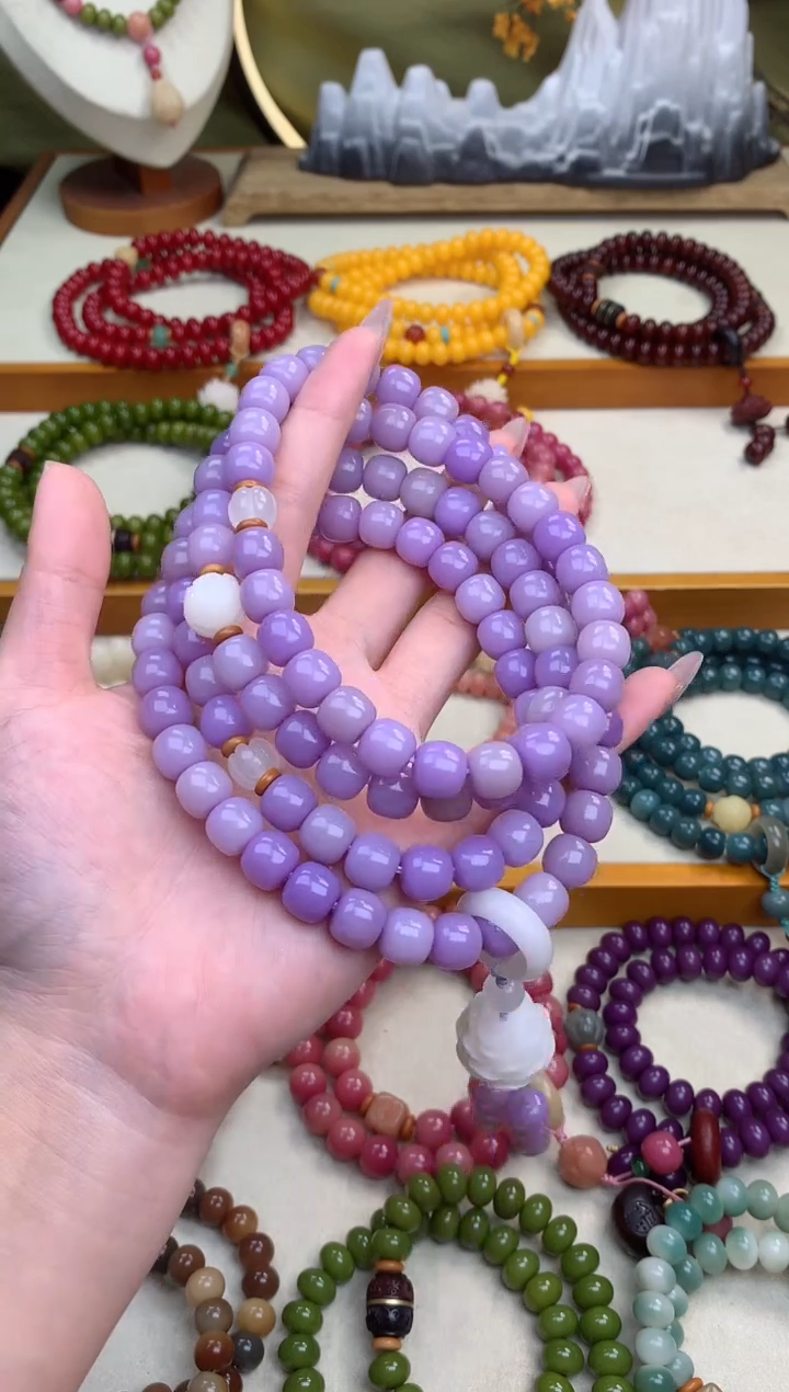 【闪购商品】白玉菩提手串日照紫烟