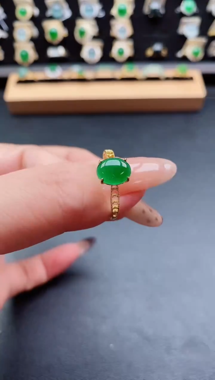 银S925镶嵌戒指翡翠1