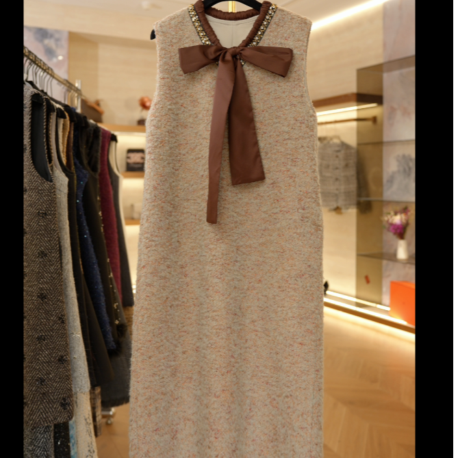 【零】2025新款慵懒风时尚直筒长款无袖连衣裙JJ029