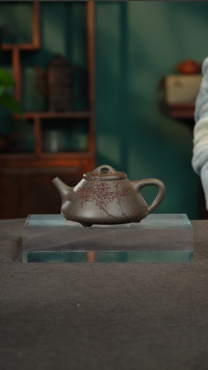 【闪购商品】紫砂茶壶02竹叶子冶石瓢