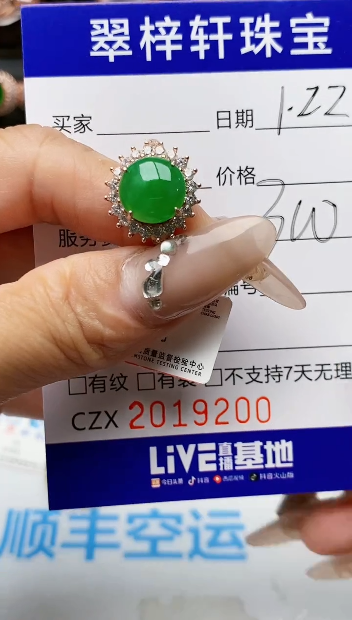 【闪购商品】翡翠戒指银S925镶嵌9200