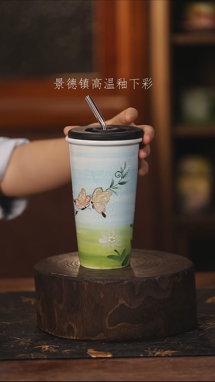 陶瓷景德镇高温釉下手绘陶瓷@L823@