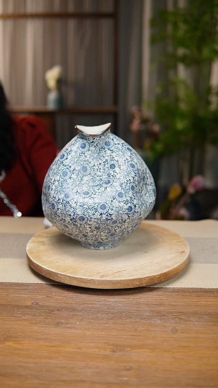 【闪购商品】陶瓷花器青花瓷向日葵大肚